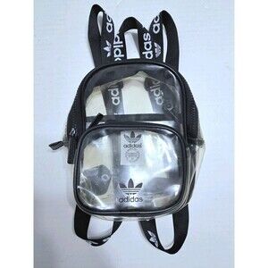 Adidas Clear Mini Backpack Bag Adjustable Straps Black Vintage Retro